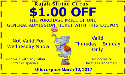 Shrine circus discount coupons